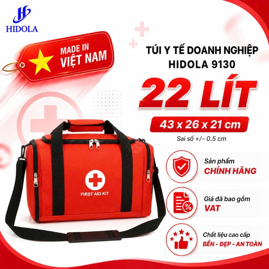 Túi Y Tế Cá Nhân Sơ Cấp Cứu 9052- 22 Lít– Túi Đựng Thuốc Gia Đình, Túi Sơ Cứu Mini Gọn Nhẹ, Chống Thấm Nước