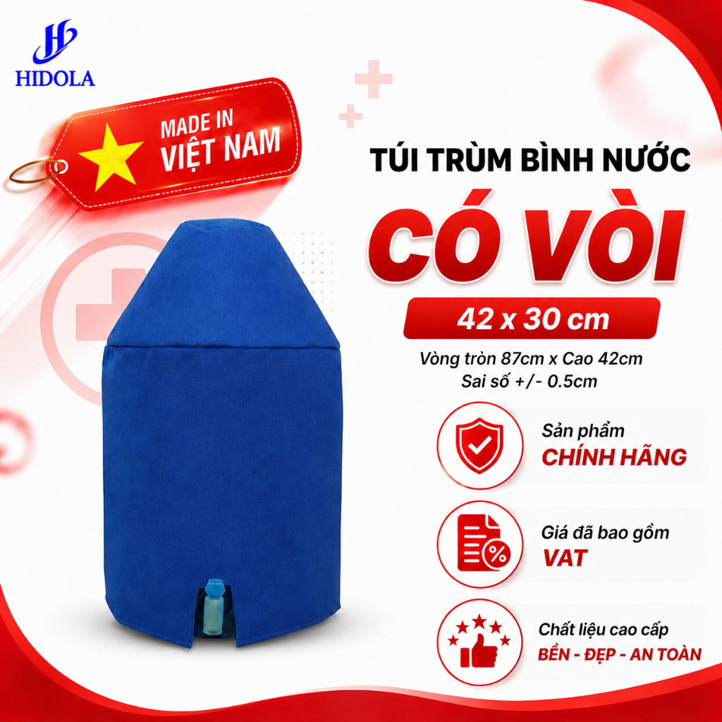 Túi Trùm Bình Nước 20L Có Vòi CV.FULL-02 – Chống Bụi, Vải Cao Cấp, Dễ Tháo Lắp, Thẩm Mỹ Cho Văn Phòng & Gia Đình