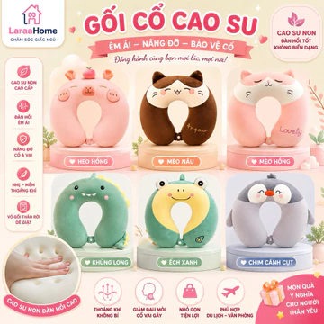 Gối Cổ Cao Su Non Hoạt Hình Chữ U Cao Cấp – Gối Kê Cổ Du Lịch, Văn Phòng, Ô Tô, Máy Bay, Êm Ái Chống Mỏi Cổ