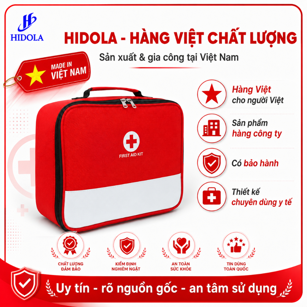 Túi Y Tế Sơ Cứu, Túi Cứu Thương, Túi Đựng Thuốc HIDOLA Cho Cá nhân, Gia đình Nhỏ Gọn Chống Nước 8 LÍT, 9141C