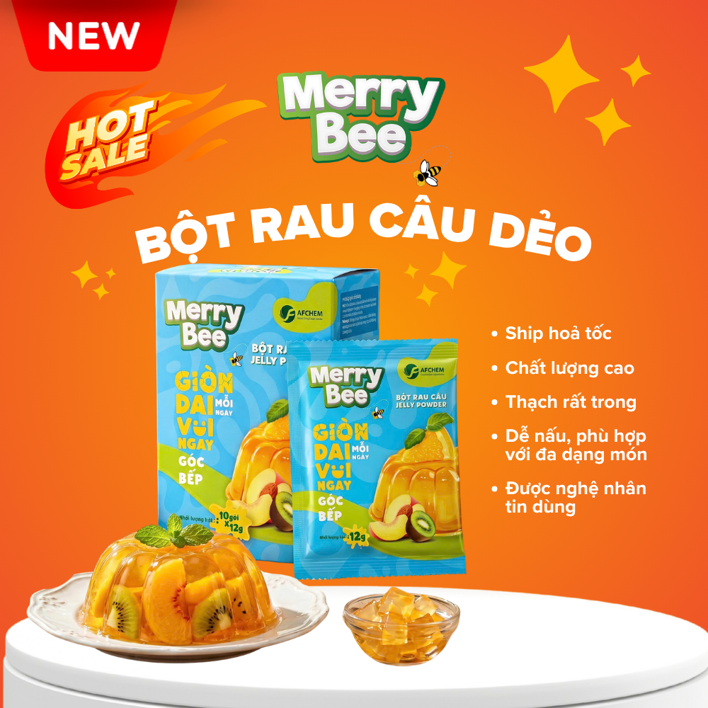 COMBO 2 Hộp Bột Rau Câu Merry Bee Cao Cấp | Trong Vắt - Chuẩn Nghệ Nhân - Thạch 3D, Trà Sữa