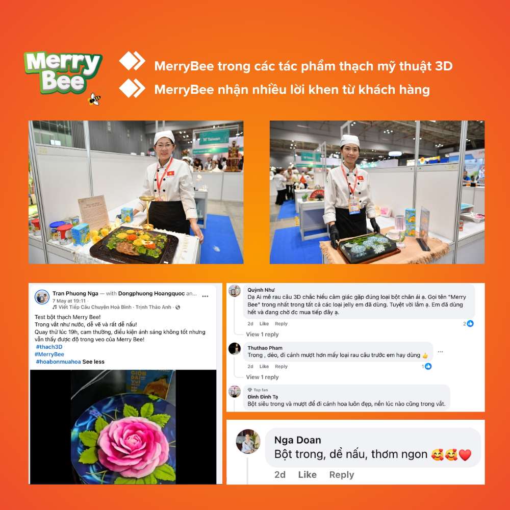 COMBO 2 Hộp Bột Rau Câu Merry Bee Cao Cấp | Trong Vắt - Chuẩn Nghệ Nhân - Thạch 3D, Trà Sữa