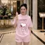 Bộ thun Nữ PONG Áo phông SNOOPY,Cổ Tròn,Tay Ngắn,Phối Quần short ,Chất Cotton Cao Cấp - CP_23839