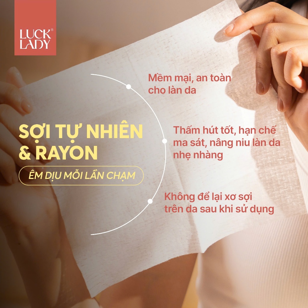 [MỚI-VC 25%]Túi khăn mặt khô dùng 1 lần Luck Lady cao cấp 100 tờ/túi,khăn dành riêng cho da mặt, phù hợp cho da nhạy cảm