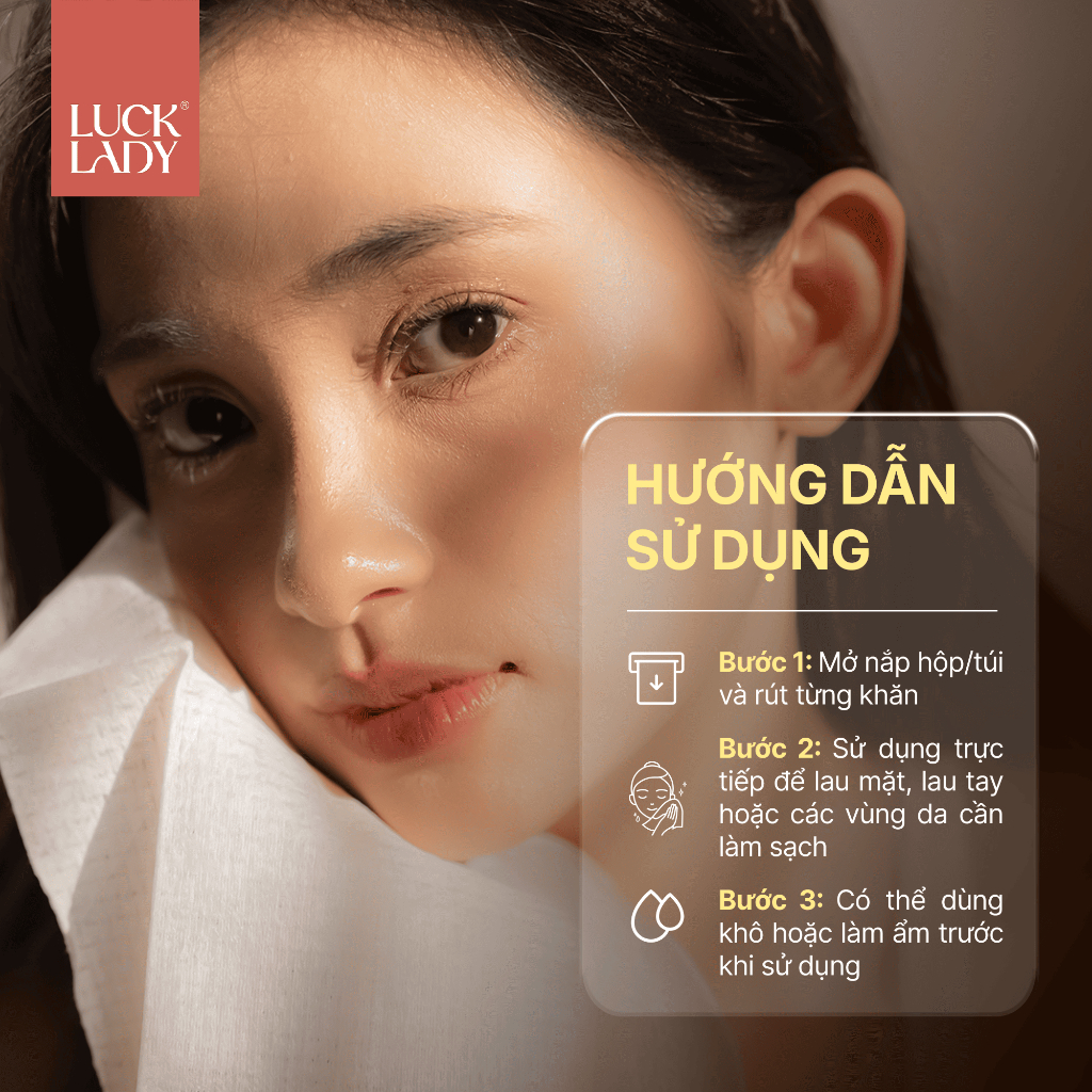 [MỚI-VC 25%]Túi khăn mặt khô dùng 1 lần Luck Lady cao cấp 100 tờ/túi,khăn dành riêng cho da mặt, phù hợp cho da nhạy cảm