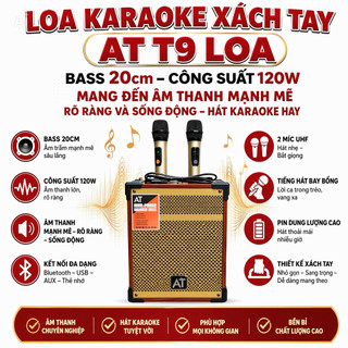 Loa Karaoke Xách Tay AT T9 Loa Bass 20cm Công Suất 150W, Mang Đến Âm Thanh Mạnh Mẽ Rõ Ràng Và Sống Động Hát Karaoke Hay