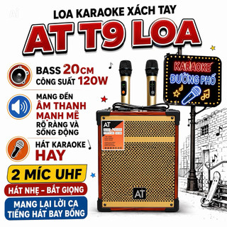 Loa Karaoke Xách Tay AT T9 Loa Bass 20cm Công Suất 150W, Mang Đến Âm Thanh Mạnh Mẽ Rõ Ràng Và Sống Động Hát Karaoke Hay