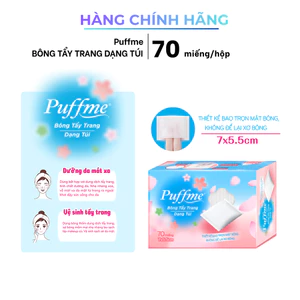 Bông Tẩy Trang PUFFME Dạng Túi Xỏ Ngón 70 Miếng - Mềm Mại Không Xơ Bông