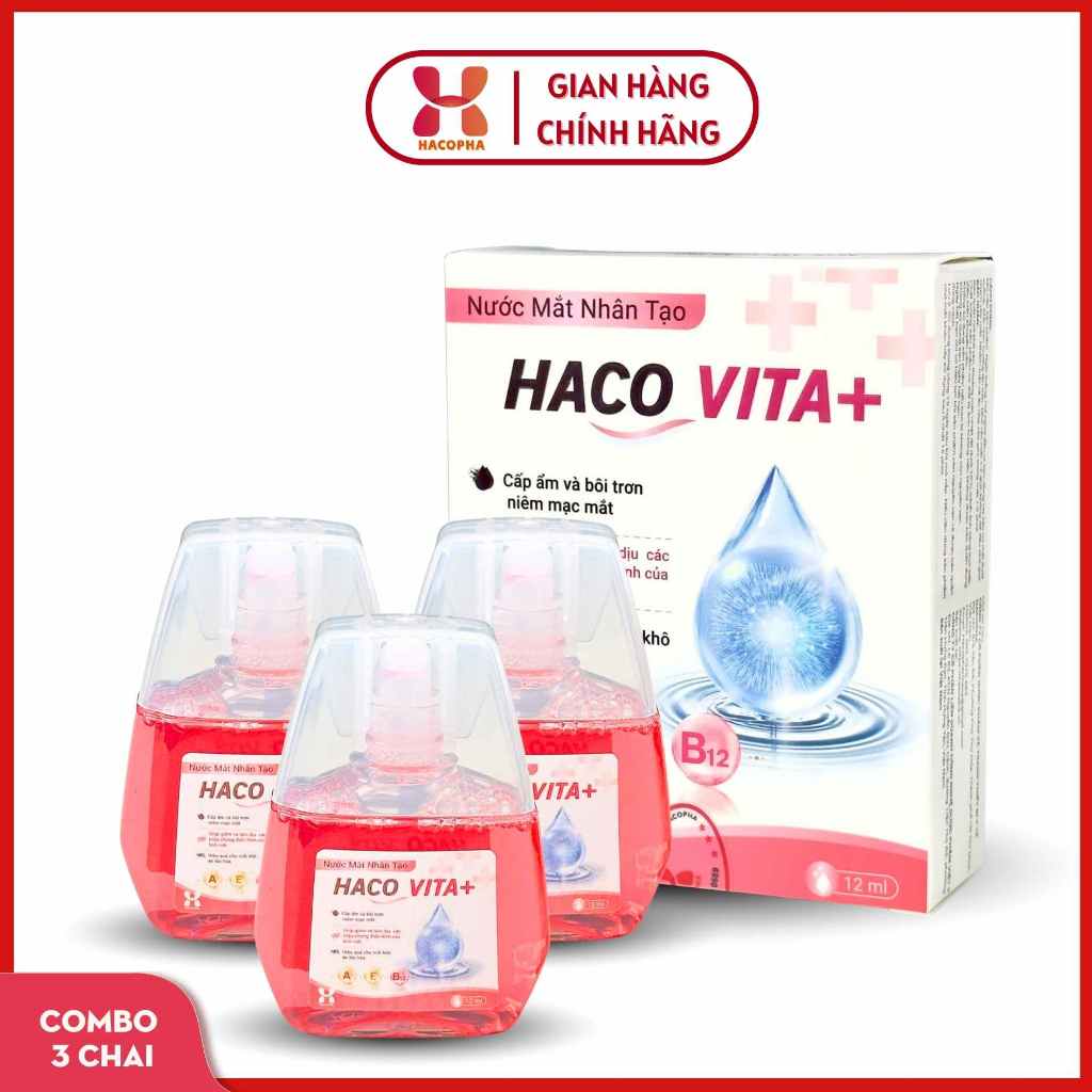 Nước Mắt Nhân Tạo HACO VITA+ - chai 12 ml - dưỡng mắt, cấp ẩm và bôi trơn niêm mạc mắt, khô mắt do lão hóa