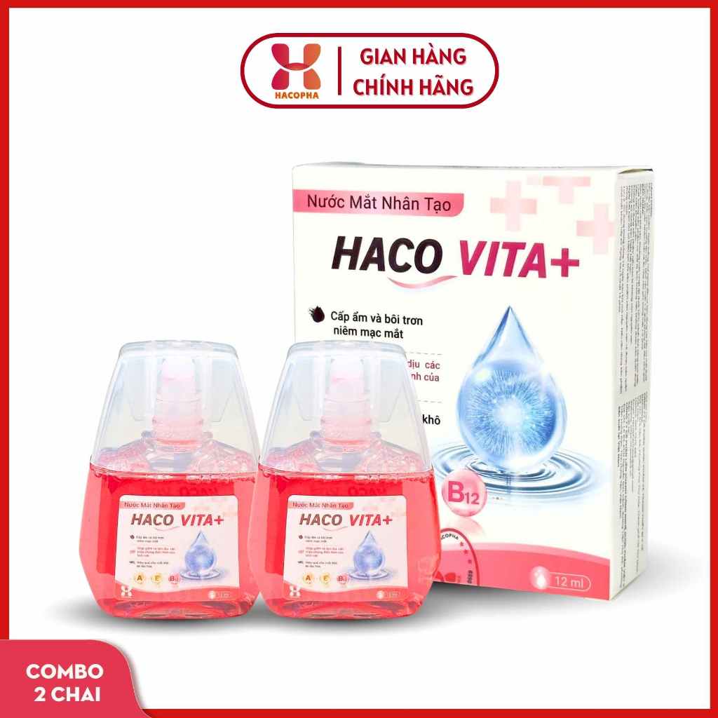 Nước Mắt Nhân Tạo HACO VITA+ - chai 12 ml - dưỡng mắt, cấp ẩm và bôi trơn niêm mạc mắt, khô mắt do lão hóa