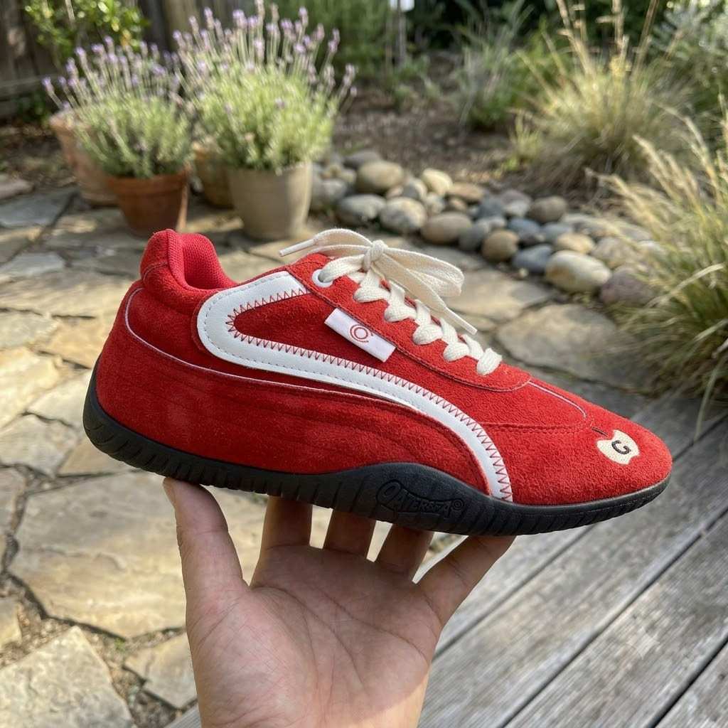 Giày Sneaker Hàn Quốc Nữ Da Lộn Màu Nâu Phối Hồng,Đen Phối Trắng,Đỏ Phối Trắng, Đế Bệt Êm Chân Đi Học Đi Chơi