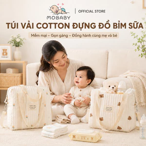 Túi Vải Đựng Bỉm Sữa Đồ Dùng Cá Nhân, Túi Sách Đa Năng Cho Mẹ Và Bé Phong Cách Hàn Quốc MOBABY STORE