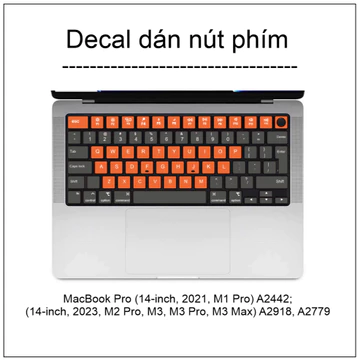 Decal dán nút custom cho MacBook Pro (14-inch, 2021, M1 Pro) A2442 , 2023, M2 Pro, M3, M3 Pro, M3 Max) A2918, A2779