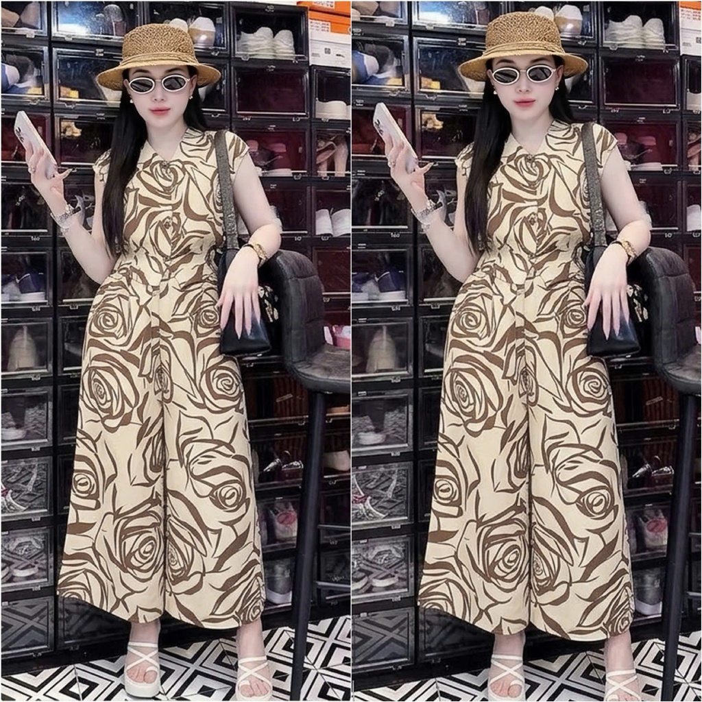 HT50, Sét áo tay rơi, quần ống rộng giả váy. Sét chất voan lụa đủ size 40-70kg.