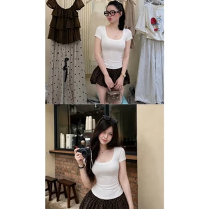 Áo Thun Gân Tăm Nữ Cổ Vuông Ôm Body Tôn Dáng Co Giãn 4 Chiều A9