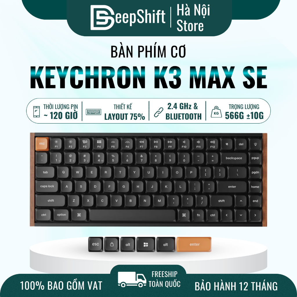 (Special Edition) Bàn phím cơ Keychron K3 Max SE Ultra Slim | Hot Swap | RGB | 2.4GHz&Bluetooth 5.2