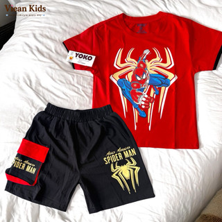 Đồ Bộ bé trai in spider man từ 13 - 27kg thun cotton mịn mát cao cấp - hãng YOKO