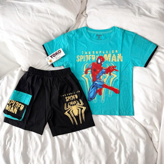 Bộ quần áo bé trai spider man từ 13 - 27Kg -  thun cotton 4 chiều cao cấp thoáng mát - hãng YOKO
