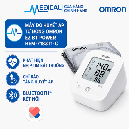 Máy huyết áp bắp tay tự động OMRON HEM-7142T2/ EZ BT Power | HEM-7183T1-C "kết nối Bluetooth" – MEDICAL
