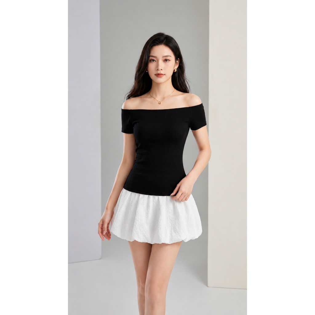 Áo Thun Cotton Nữ Trễ Vai Cộc Tay Dáng Ôm Basic BigSize, Áo Trễ Vai Trơn Phadavi A30
