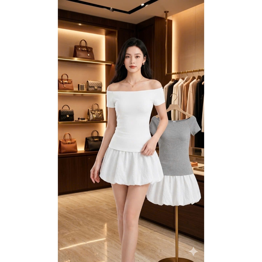 Áo Thun Cotton Nữ Trễ Vai Cộc Tay Dáng Ôm Basic BigSize, Áo Trễ Vai Trơn Phadavi A30