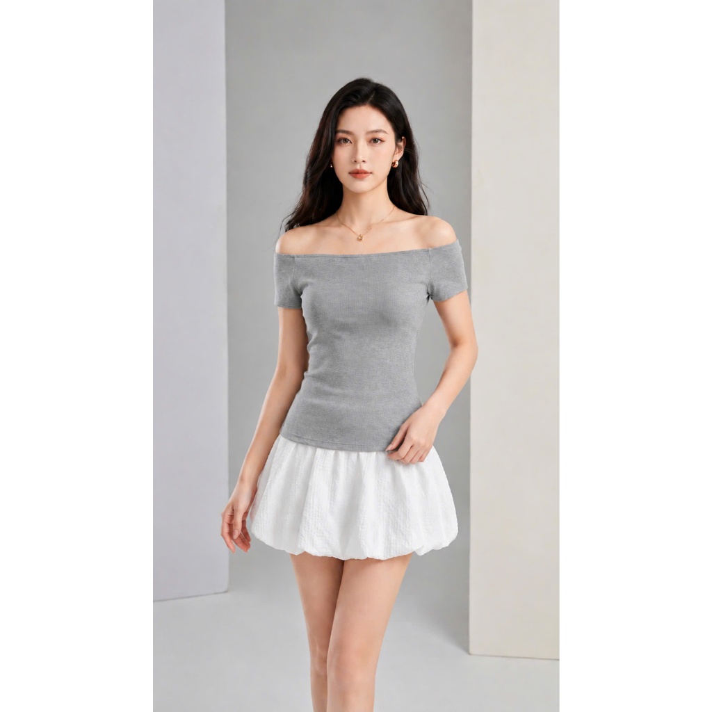 Áo Thun Cotton Nữ Trễ Vai Cộc Tay Dáng Ôm Basic BigSize, Áo Trễ Vai Trơn Phadavi A30