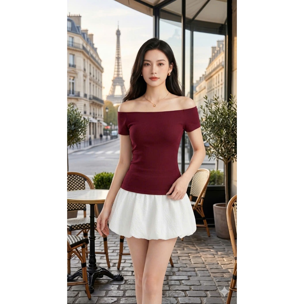 Áo Thun Cotton Nữ Trễ Vai Cộc Tay Dáng Ôm Basic BigSize, Áo Trễ Vai Trơn Phadavi A30