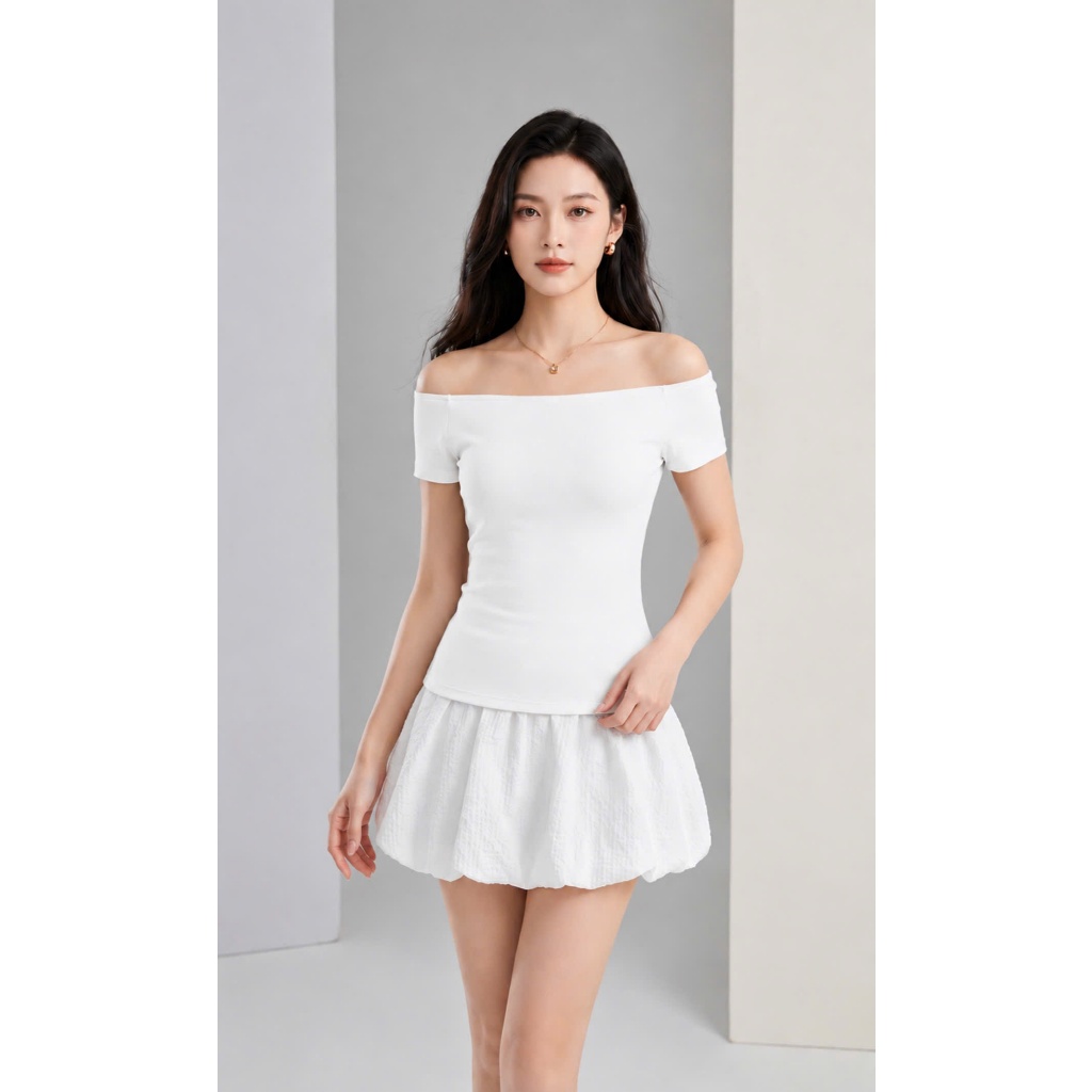 Áo Thun Cotton Nữ Trễ Vai Cộc Tay Dáng Ôm Basic BigSize, Áo Trễ Vai Trơn Phadavi A30