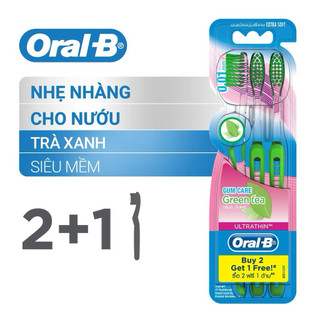 Bàn chải Oral-B tinh chất Trà Xanh/ Trà Đen vỉ 3 cây (Mua 2 tặng 1)