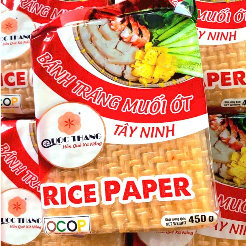 Bánh Muối Ớt Siêu Mỏng Quốc Thắng (Đặc Biệt) - Làm Bánh Tráng Cuốn Siêu Hấp Dẫn - Bịch 450g
