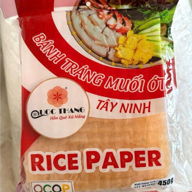 Bánh Muối Ớt Siêu Mỏng Quốc Thắng (Đặc Biệt) - Làm Bánh Tráng Cuốn Siêu Hấp Dẫn - Bịch 450g