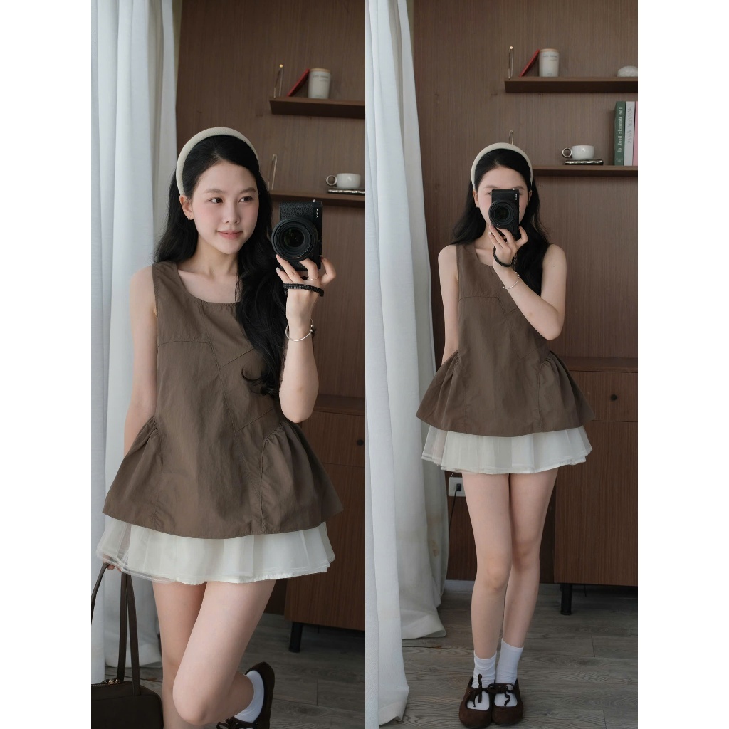 Kaylin Top (TSW) Áo thô gió sát nách dáng xòe buộc dây sau Nữ