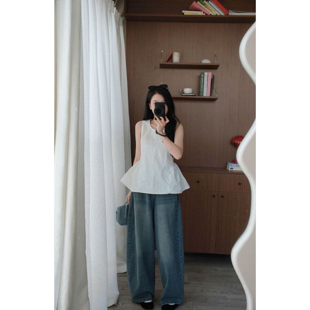 Kaylin Top (TSW) Áo thô gió sát nách dáng xòe buộc dây sau Nữ
