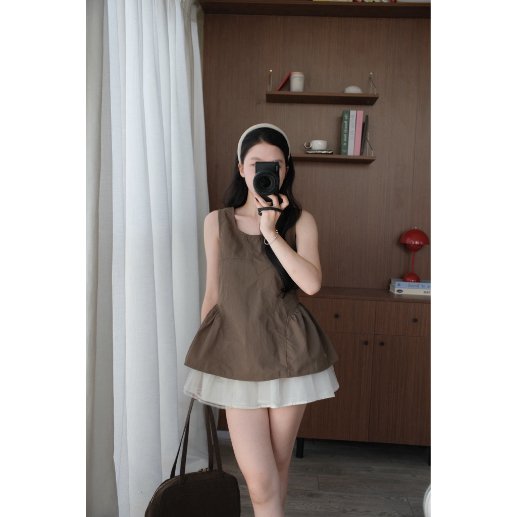 Kaylin Top (TSW) Áo thô gió sát nách dáng xòe buộc dây sau Nữ