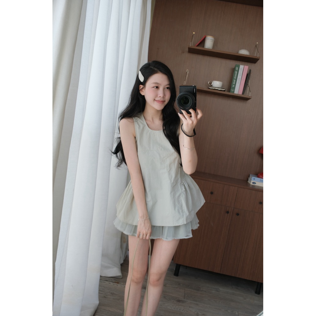 Kaylin Top (TSW) Áo thô gió sát nách dáng xòe buộc dây sau Nữ