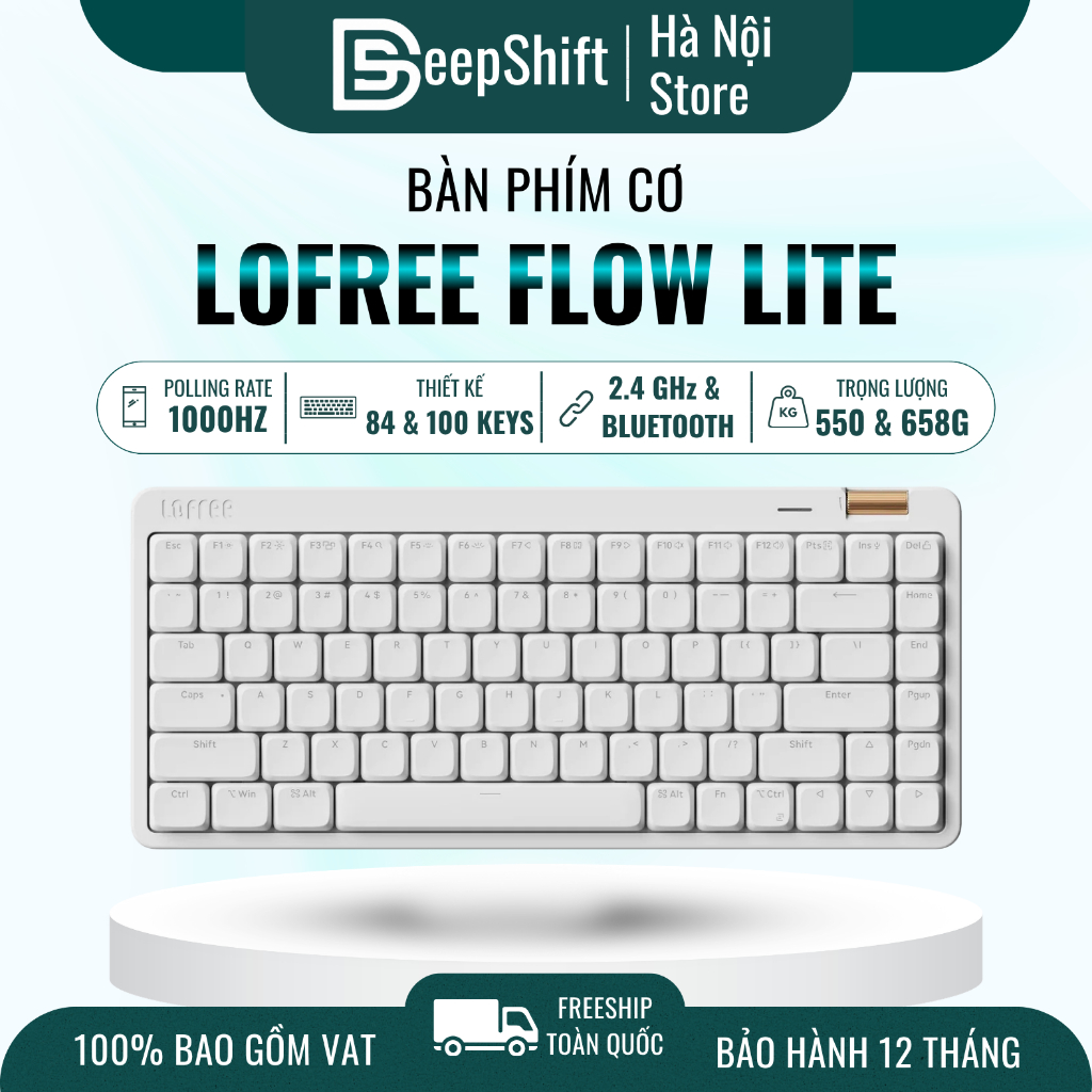 Bàn Phím Cơ Lofree Flow Lite | Chính Hãng Low Profile Siêu Mỏng, Gõ Êm, LED