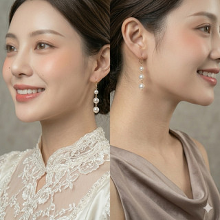 [ DAISYN ] N570 Bông tai 3 hạt Ngọc hạt trai chuôi mạ vàng 18k sang trọng cho nữ