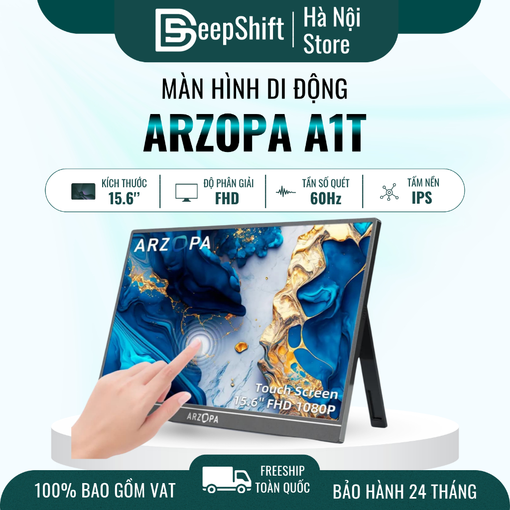 Màn hình di động cảm ứng ARZOPA A1T 15,6 Inch 60Hz FHD 1080P IPS 350nits | Laptop, Mobile, PC, MAC