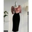 Set Cati áo croptop cổ U + quần 2 màu A2329