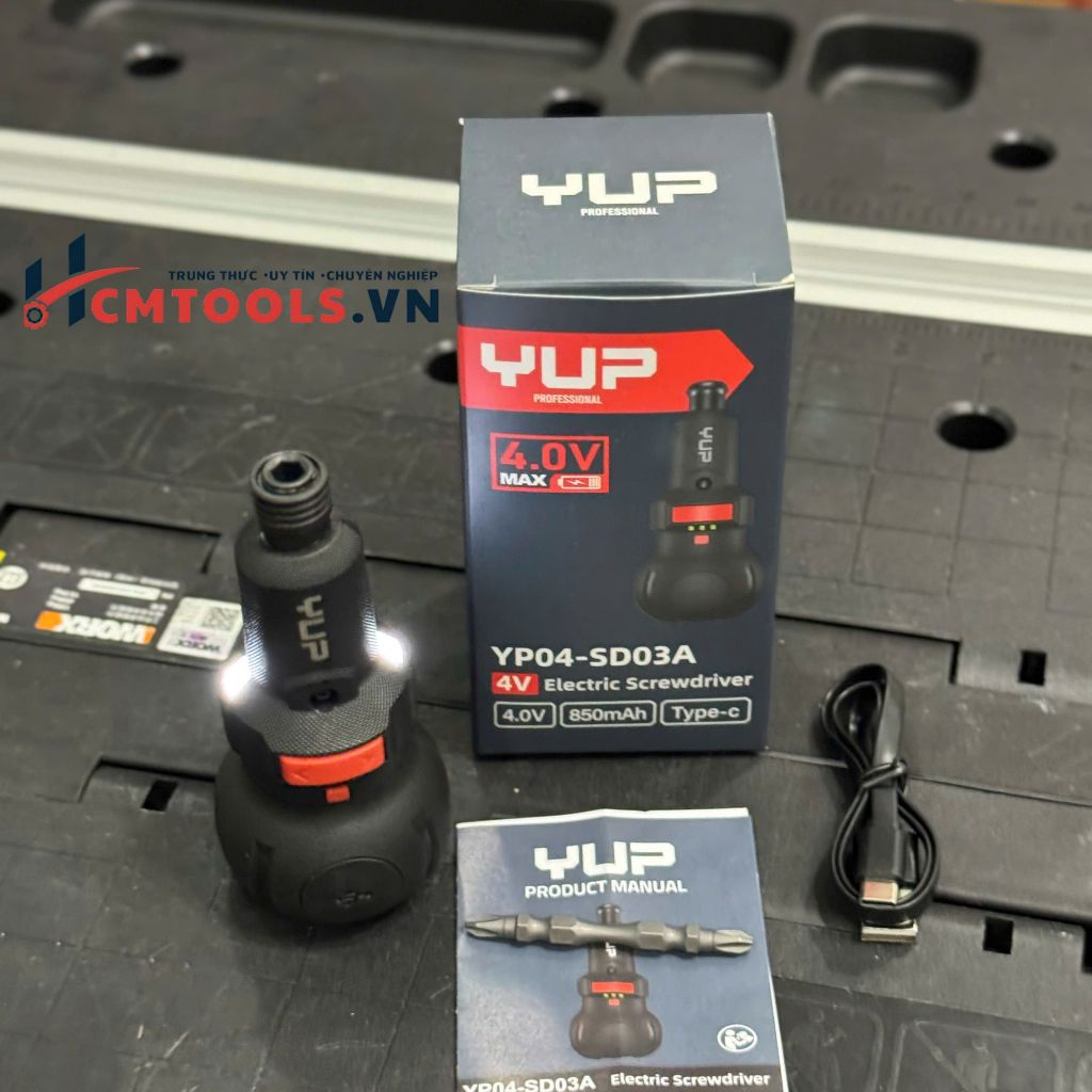 Tua Vít Pin YUP YP04- SD03A 4V 10Nm Pin 2000mAh Sạc Type-C, 3 cấp tốc độ và Lực siết thủ công : 8 Nm