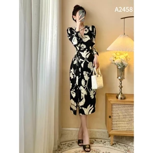 Đầm vạt chéo buộc dây xẻ đùi A2458