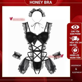 Đồ Ngủ Sexy Quyến Rũ JS09 Bodysuit Jumsuit Ren Lưới Xuyên Thấu Váy Ngắn Gợi Cảm HoneyBra