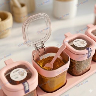 Bộ Hũ Đựng Gia Vị Hiwa Châu Hưng 2/3/4 Hũ 400ml, Hộp Đựng Gia Vị Nhựa Cao Cấp Có Nắp Kín, Bảo Quản Thực Phẩm Tiện Lợi