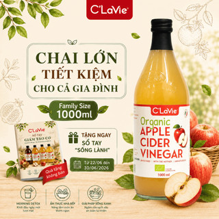 Giấm Táo Organic C’LaVie 500ml/1000ml Có Giấm Mẹ Nhập Khẩu Ý Hỗ Trợ Pha Uống, Trộn Salad