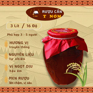 Rượu Cần T Nơm Ủ Thủ Công Truyền Thống 3 Lít (3-5 người), 6 Lít (6-11 người) + 1 cặp ống hút