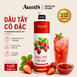 Mứt Dâu Tây Aumis 1 Lít - Sánh Mịn - Cô Đặc Dùng Làm Bánh, Sinh Tố & Set Trà Sữa [TEM ĐỎ]