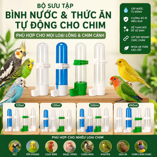 Bình Ăn Uống Tự Động Cho Chim Cảnh Chống Rò Rỉ, Dễ Tháo Vệ Sinh | Cho Vẹt, Yến Phụng, Lovebird