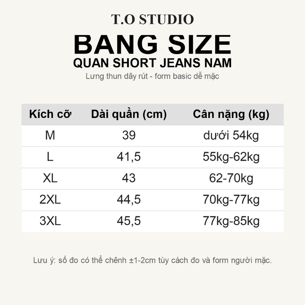 Quần Short Jean Nam Xước Form Trên Gối T.O Studio Cạp Chun Co Giãn Thoải Mái Dễ Mặc