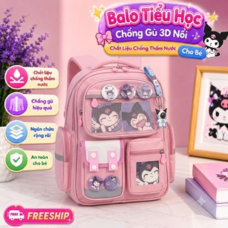 Balo Chống Gù In Hình Kuromi Hot Hit 2026 🎒 Balo Tiểu Học Chống Gù 3D Nổi Chống Thấm Nước Siêu Nhẹ