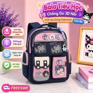 Balo Chống Gù In Hình Kuromi Hot Hit 2026 🎒 Balo Tiểu Học Chống Gù 3D Nổi Chống Thấm Nước Siêu Nhẹ